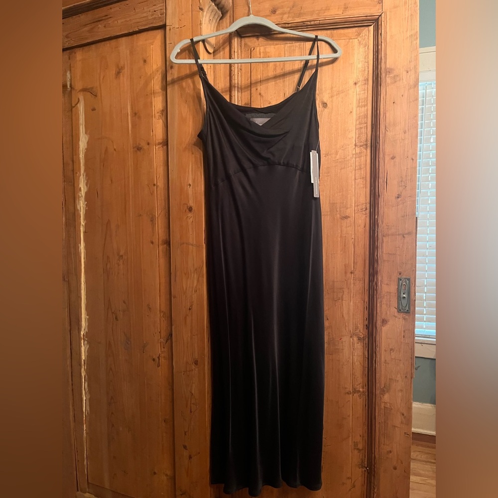 Anthropologie Elegant Black Slip Dress…NWT